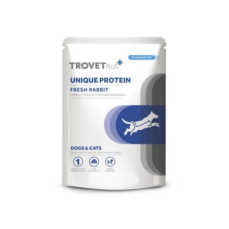 Trovet Plus Nassfutterbeutel Hund/Katze Unique Protein frisches Kaninchen 300g *MHD 03.10.2024*